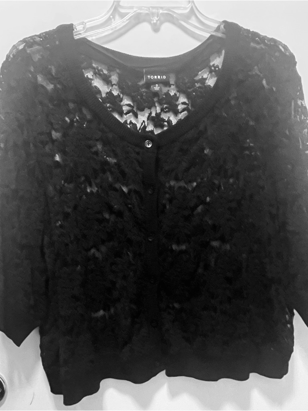 Torrid Black Lace Button-Down Crop Top